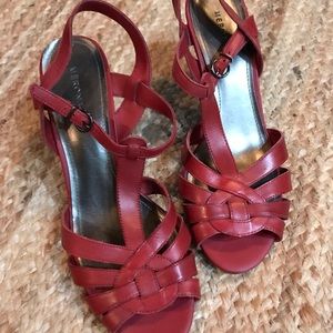 Strappy Merona Red wedge sandals